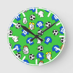 Football Shirt Design with Blue Shirts Round Clock