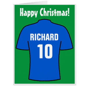 Football Shirt in Blue Christmas Card