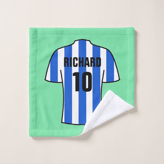 Football Shirt in Blue Stripes Wash Cloth (Wash Cloth)