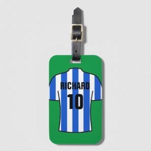 Football Shirt in Blue & White Stripes Luggage Tag
