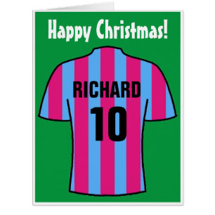Football Shirt in Claret & Blue Christmas Card