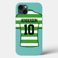 Football Shirt in Green Hoops with Name & Number