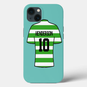 Football Shirt in Green Hoops with Name & Number iPhone 13 Case