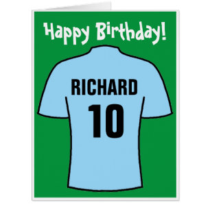 Football Shirt in Light Blue Birthday Card