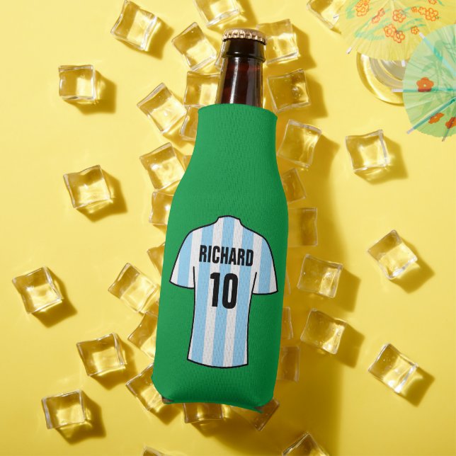 Football Shirt in Light Blue Stripes Bottle Cooler (In Situ Summer)