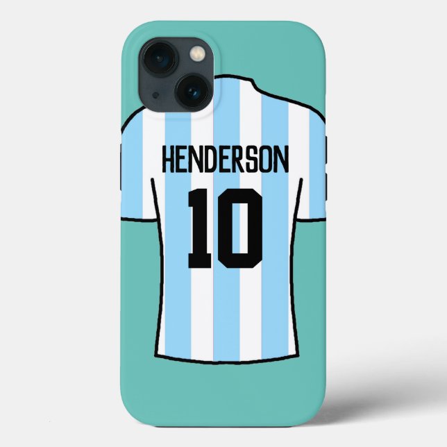 Football Shirt in Light Blue with Name and Number  Case-Mate iPhone Case (Back)