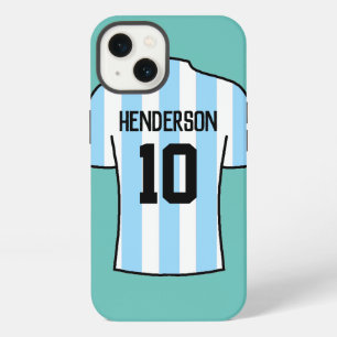 Football Shirt in Light Blue with Name and Number iPhone 13 Case