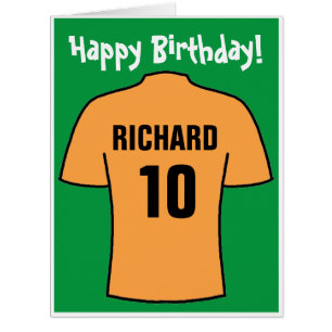 Football Shirt in Old Gold Birthday Card