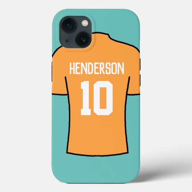 Football Shirt in Orange with Name and Number Case-Mate iPhone Case (Back)
