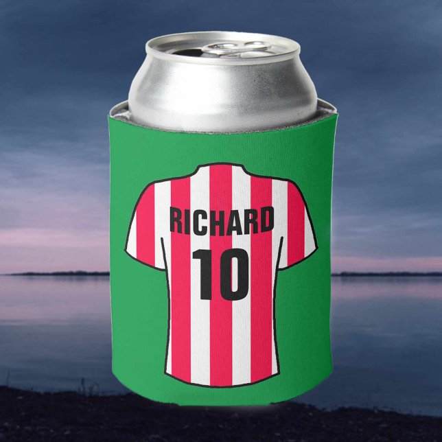 Football Shirt in Red and White Stripes Can Cooler (Creator Uploaded)