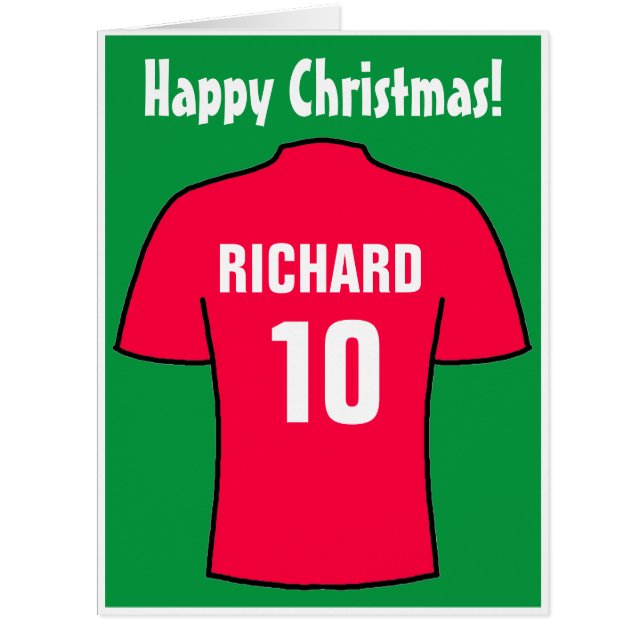 Football Shirt in Red Christmas Card (Front)