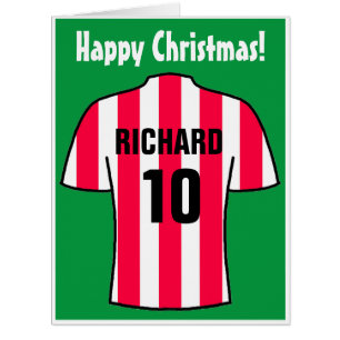 Football Shirt in Red Stripes Christmas Card