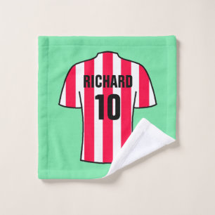 Football Shirt in Red Stripes Wash Cloth