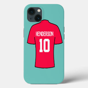 Football Shirt in Red with Name and Number iPhone 13 Case