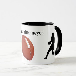 Football Silhouetted Players and Ball personalize Mug