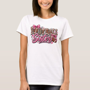 Football Sister, Pink Coquette Bow Football T-Shirt