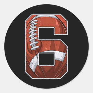 Football Sixth 6th Birthday Boy Six 6 Years Old Bd Classic Round Sticker