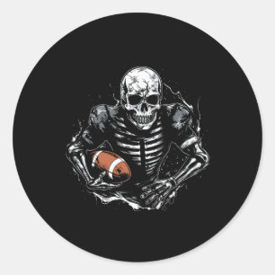 Football Skeleton Football Player Halloween Spooky Classic Round Sticker