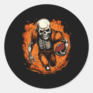 Football Skeleton Football Player Halloween Spooky Classic Round Sticker