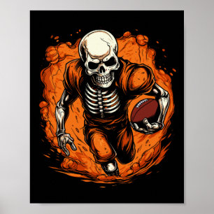Football Skeleton Football Player Halloween Spooky Poster