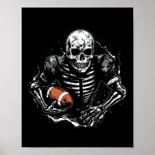 Football Skeleton Football Player Halloween Spooky Poster