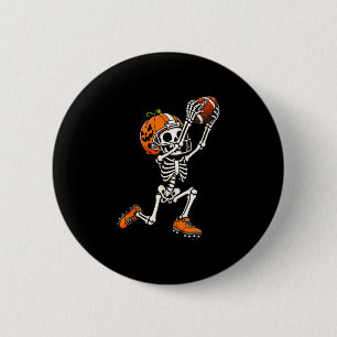 Football skeleton halloween pumpkin  6 cm round badge