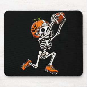 Football skeleton halloween pumpkin mouse pad