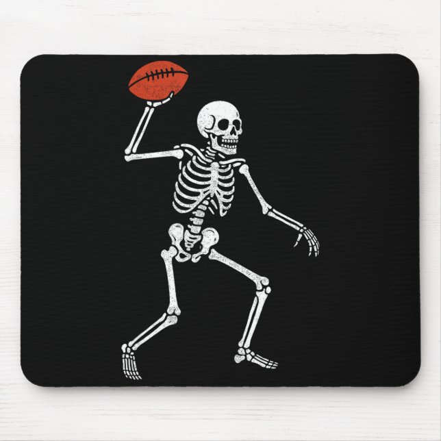 Football Skeleton Playing Football Halloween Skull Mouse Pad (Front)
