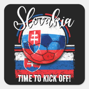 Football Slovakia Flag, Slovakian Soccer Team Square Sticker