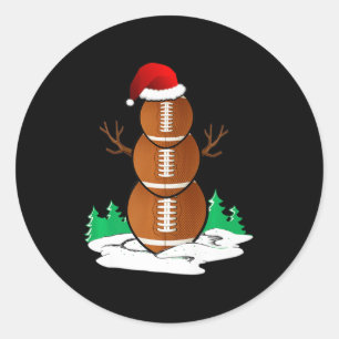 Football Snowman Balls Christmas Pajama Gifts Men  Classic Round Sticker