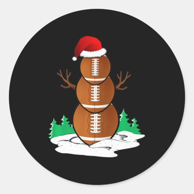 Football Snowman Balls Christmas Pajama Gifts Men  Classic Round Sticker (Front)