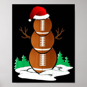 Football Snowman Balls Christmas Pajama Gifts Men  Poster
