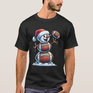 Football Snowman Christmas Cute American Football T-Shirt