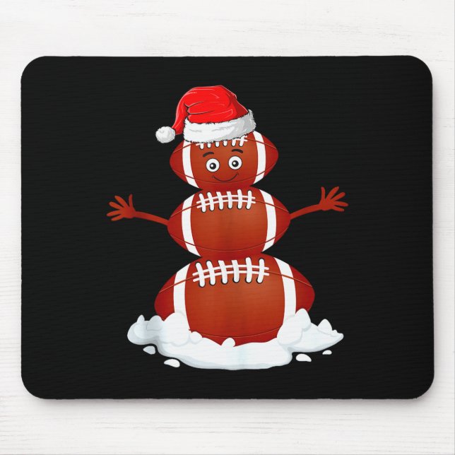 Football Snowman Xmas Holiday Srts Player Funny Ch Mouse Pad (Front)