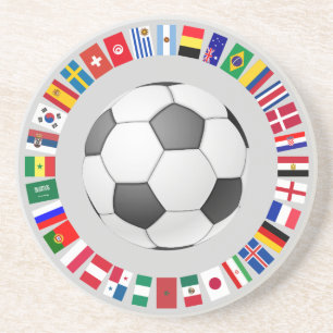 FOOTBALL SOCCER 2018 TEAM FLAGS SYMBOL CIRCLE COASTER