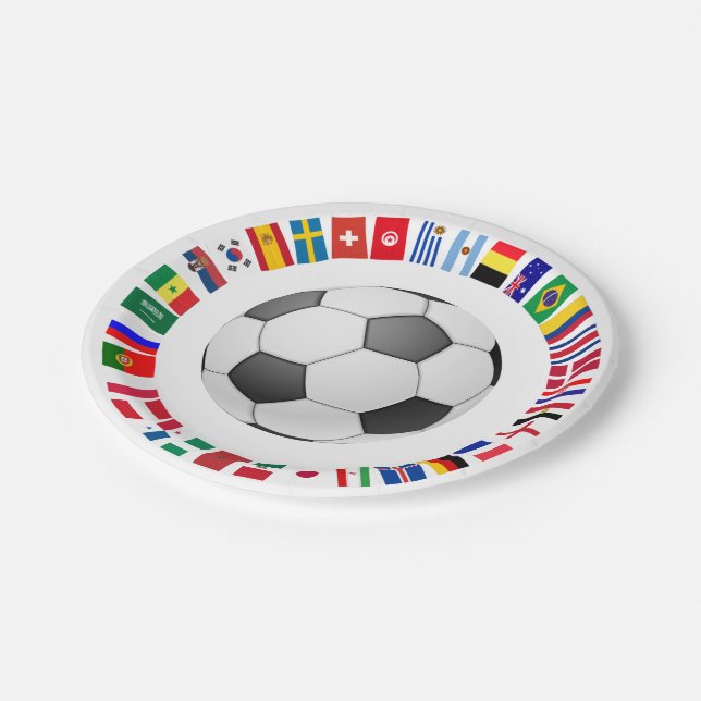 FOOTBALL SOCCER 2018 TEAM FLAGS SYMBOL CIRCLE PAPER PLATE (Angled)