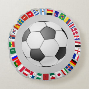 FOOTBALL SOCCER 2018 TEAM FLAGS SYMBOL CIRCLE ROUND CUSHION