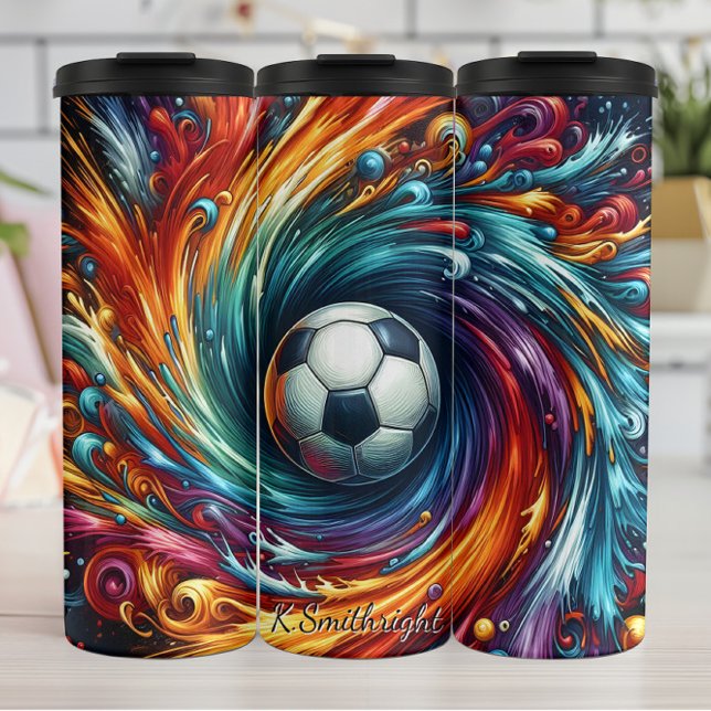 Football Soccer Abstract Swirl Colour Explosion Thermal Tumbler (Creator Uploaded)
