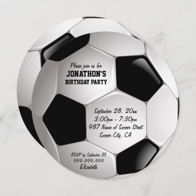 Football Soccer Ball Birthday Party Invitation (Front/Back)