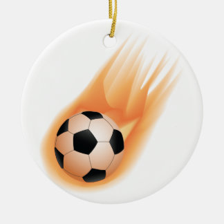 football, soccer ball fire ceramic tree decoration