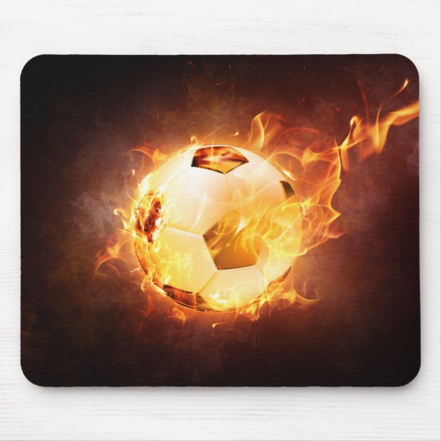 Football Soccer Ball on Fire Mouse Pad (Front)