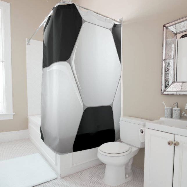 Football Soccer Ball Shower Curtain (In Situ)