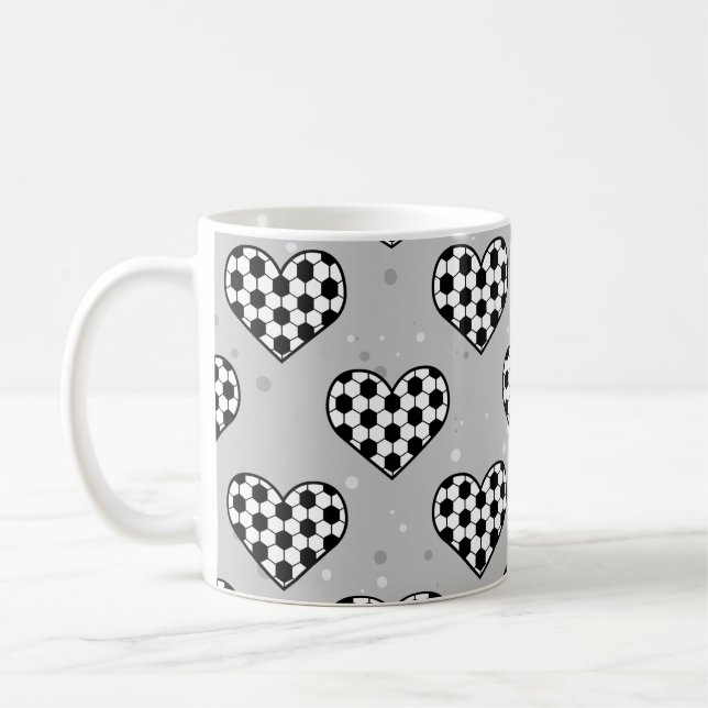 Football / Soccer Ball Texture In Heart Shape   Coffee Mug (Left)