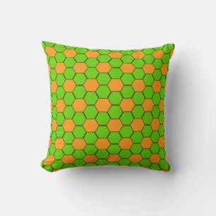 Football / Soccer Ball Texture - Orange & Green Cushion