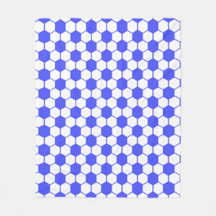 Football / Soccer Ball Texture - White and Blue  Fleece Blanket