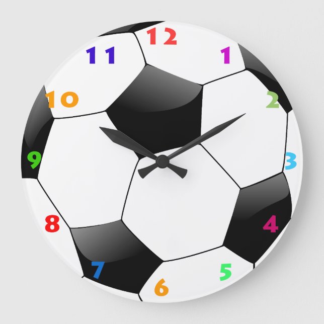 FOOTBALL/ SOCCER BALL WITH COLORFUL NUMBERS  LARGE CLOCK (Front)