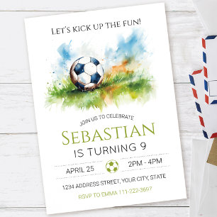 Football Soccer Birthday Party Invitation