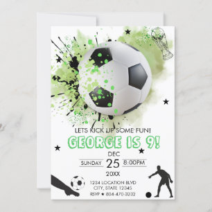 Football soccer Birthday Party Invitation