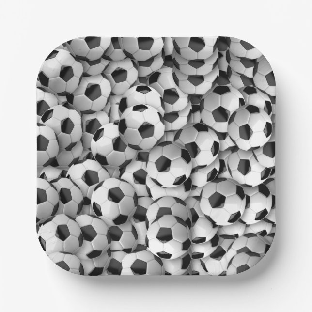 Football Soccer Birthday Sport Theme Pattern Paper Plate (Front)