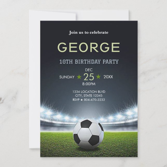 Football soccer Boy Birthday Invitation (Front)